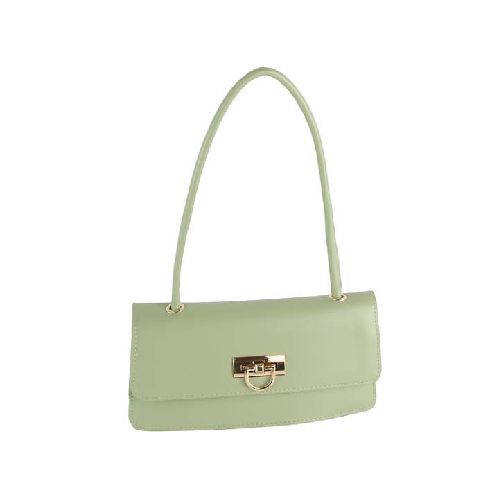 Handbag Factory Corp - Wholesale Shoulder Bag - Women's - Top Handle Gold Clasp Boxy Shoulder Bag