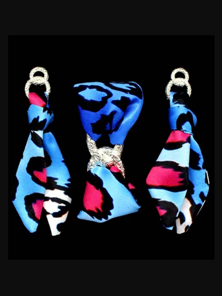 Blue Leopard set earrings+bracelet for wholesale by Helen Bellart