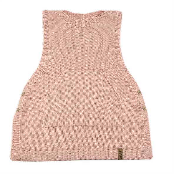 ALIAP - Vente Pull sans manches – enfant - Débardeur en laine mérinos avec poche kangourou 2016W1