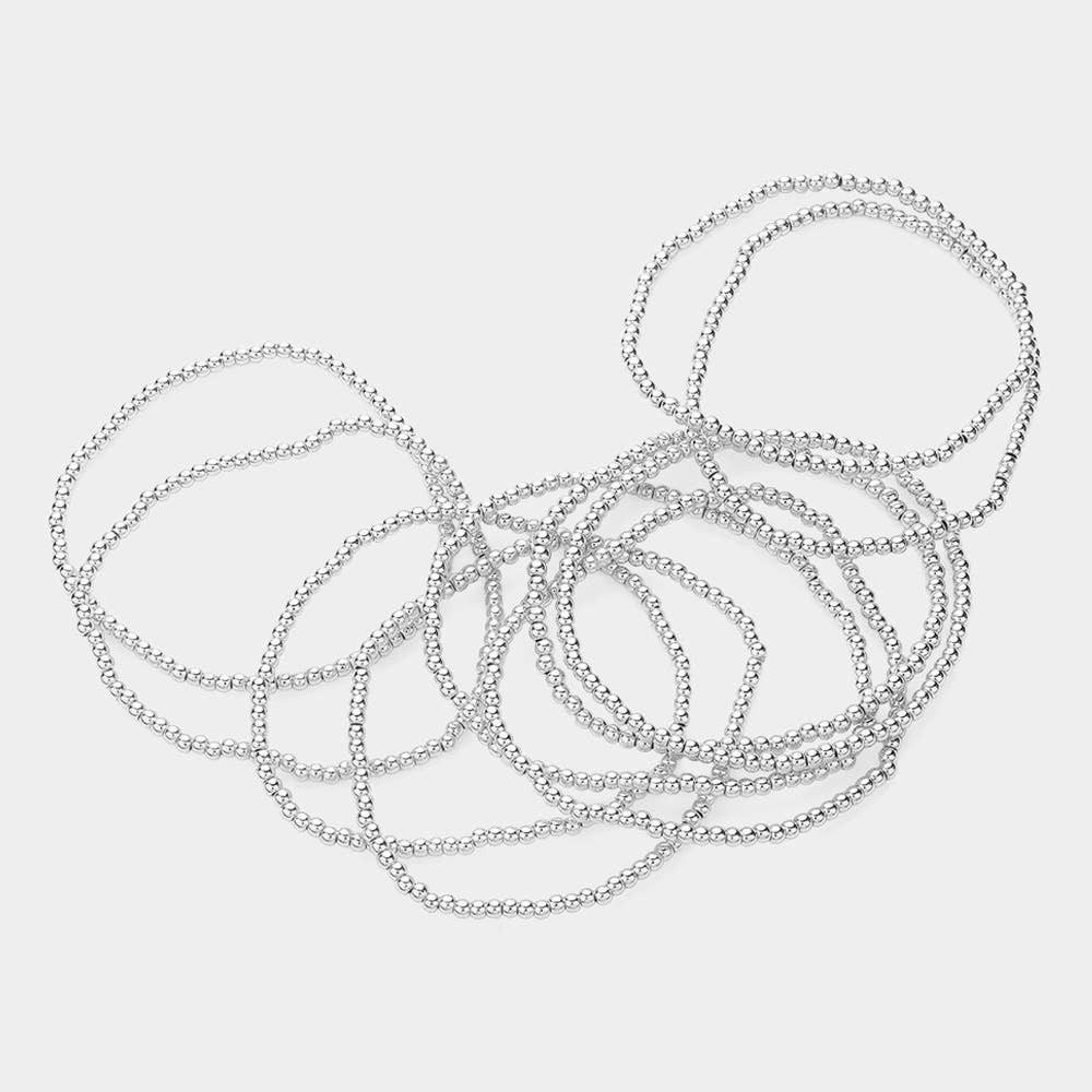 Sensibling Corp. - Wholesale Beaded Bracelet - 10PCS - Metal Ball Stretch Multi Layered Bracelets5