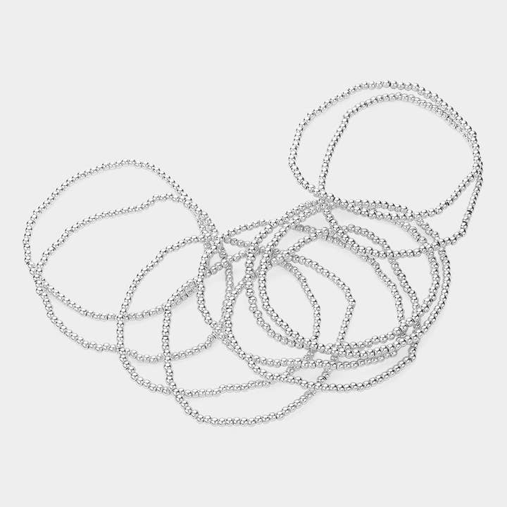 Sensibling Corp. - Wholesale Beaded Bracelet - 10PCS - Metal Ball Stretch Multi Layered Bracelets5