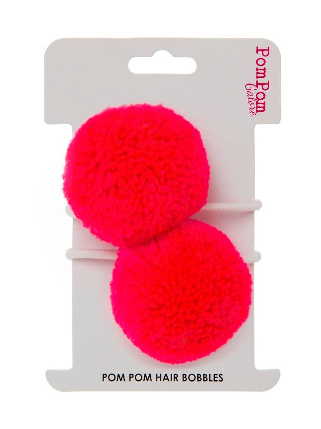 Pom Pom Hair Ties Flamingo Pink set of 2 for wholesale by PomPom Galore