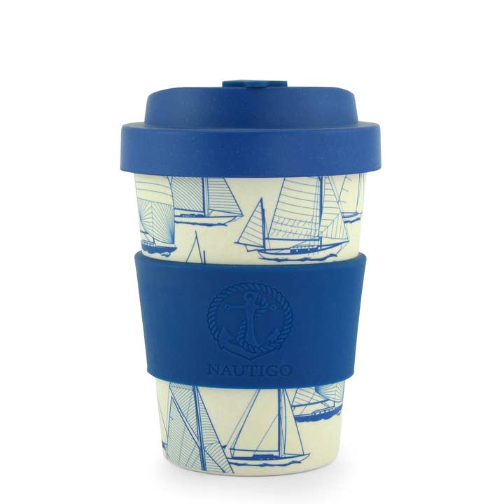 Sea Blue Bambu resor mugg | 300ml | NautiGo 'Segla bort' för wholesale på Faire