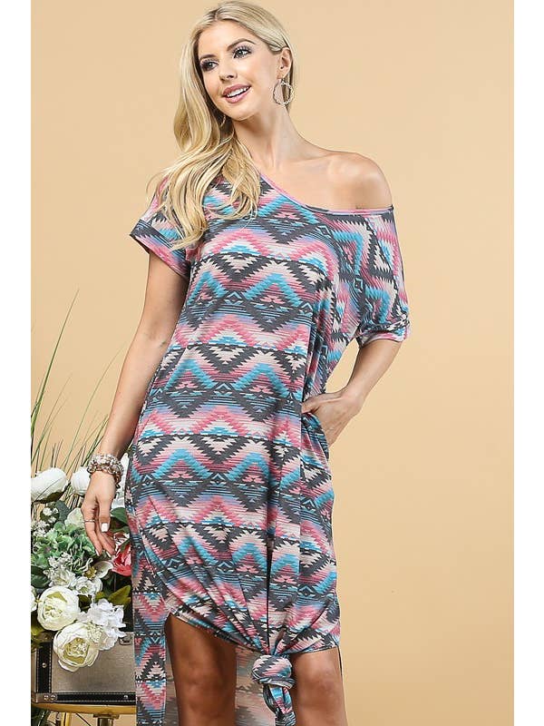 MULTI ROBE LONGUE À IMPRIMÉ AZTÈQUE AV1040-SELMA en vente sur Faire4