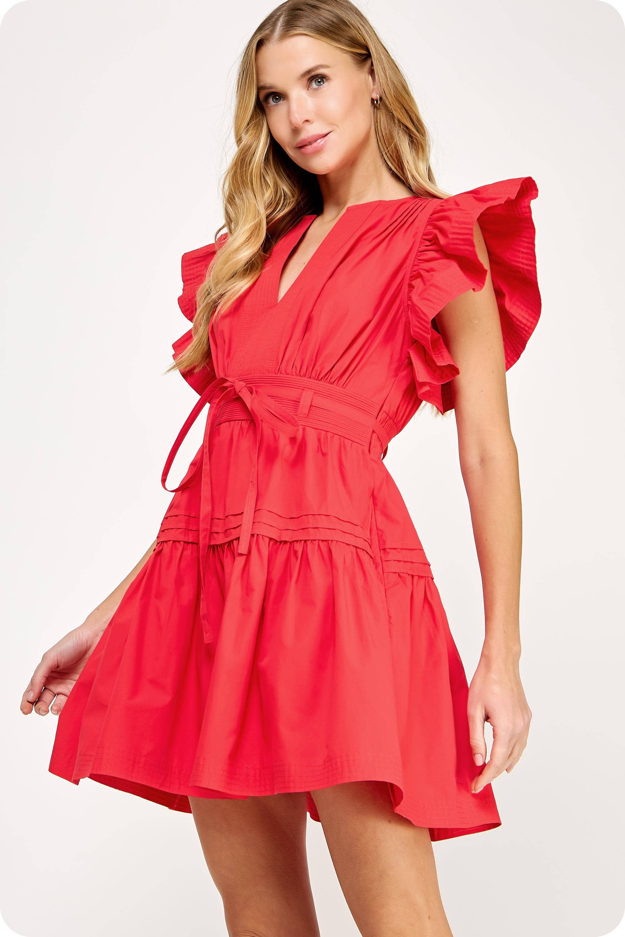 Strut & Bolt - Wholesale Dress - Women's - Flutter Sleeve Poplin Mini Dress28