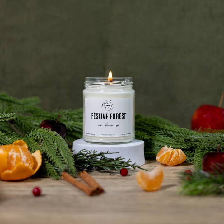 Market Candle Company - Wholesale Jar/Filled Candle - FESTIVE FOREST SOY CANDLE - WHITE LABEL1