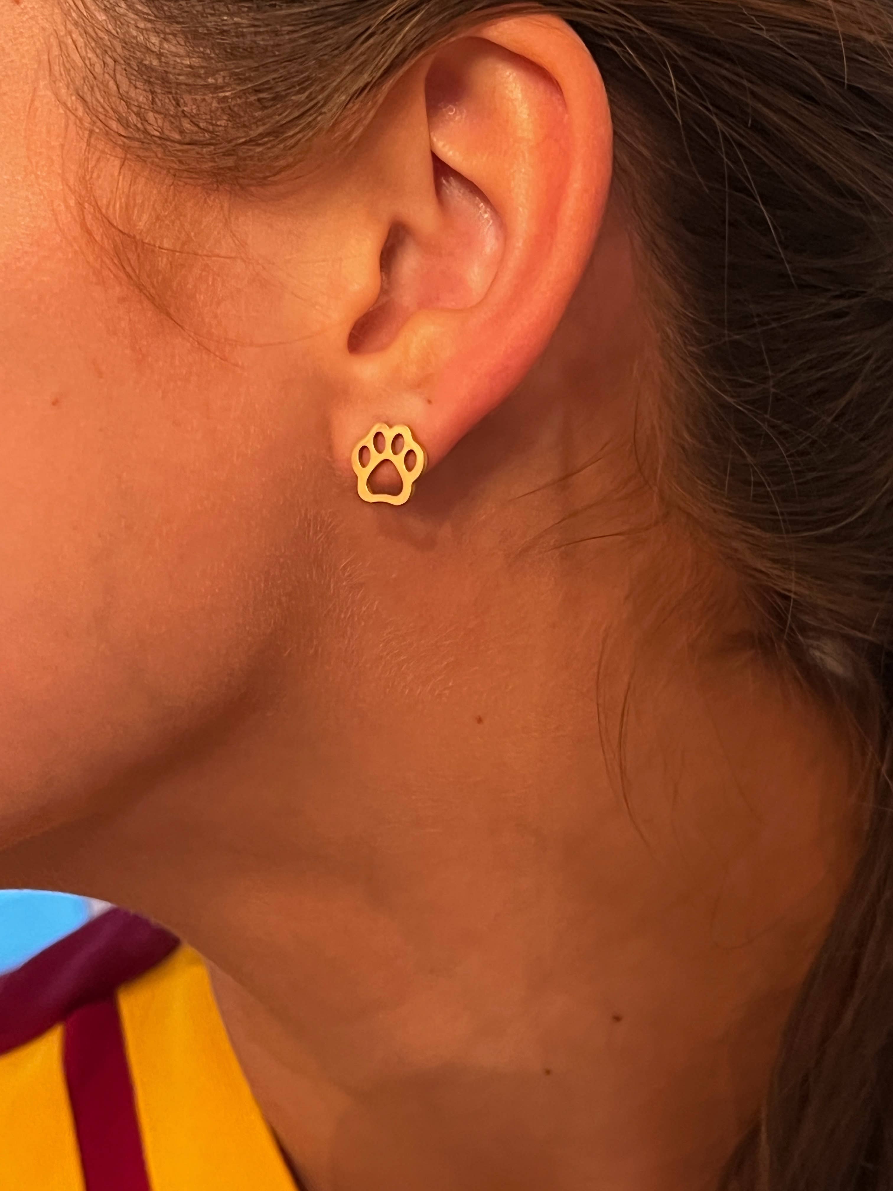 Steele Sloan Designs - Wholesale Stud/Post Earrings - Adorable Paw Earrings - Open Paw Gold Stud Earrings - NEW!3