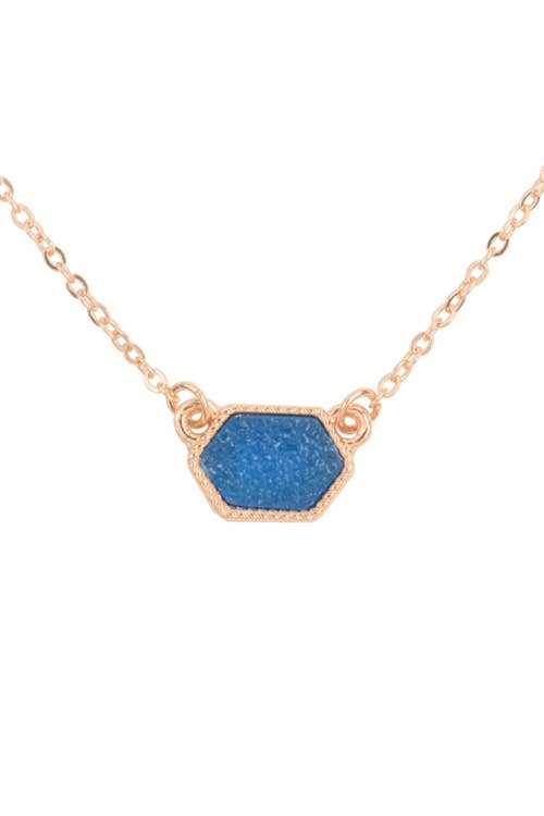 MYS Wholesale Inc - Wholesale Jewelry Set - Druzy Hexagon Pendant Necklace Earring Set2