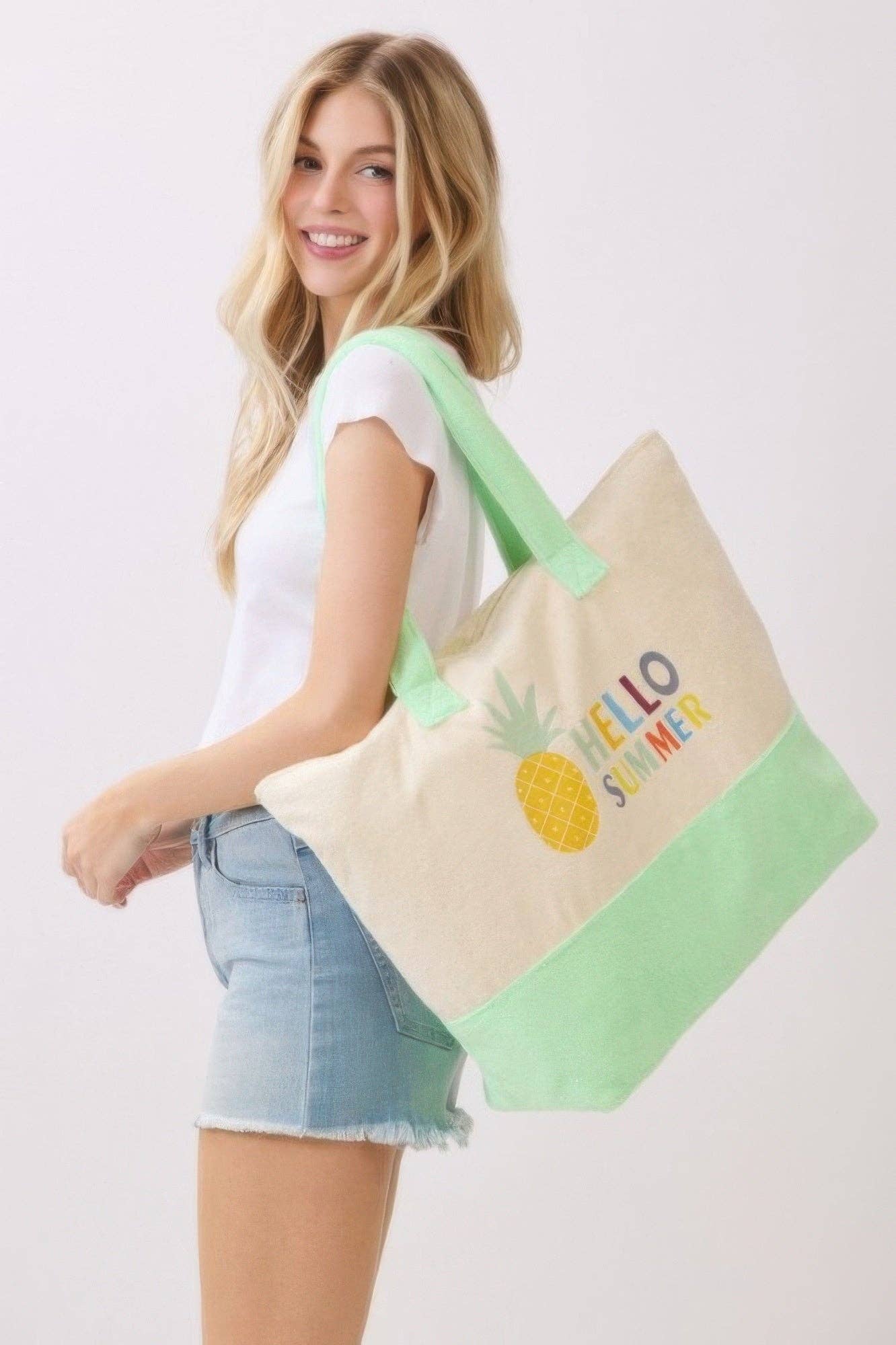 CC Wholesale Clothing - Wholesale Tote Bag - Women's - Hello Summer Terry Tote2
