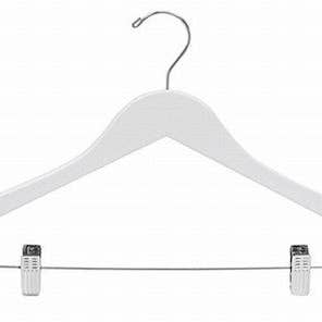 White Wooden Suit Hanger with Clips for wholesale by Only Hangers