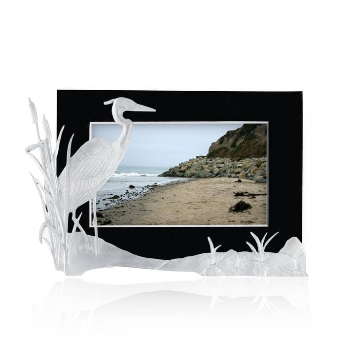 Blue Heron Picture Hold for wholesale by Amos Pewter