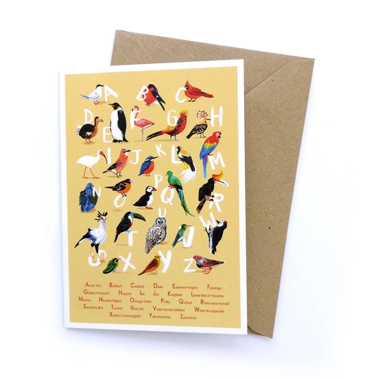 Sarah Edmonds Illustration – wholesale Everyday greeting card – Avian Alphabet Blank Bird Card2