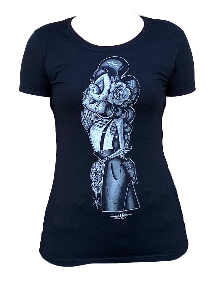 Preto Rosie - T-shirt Gráfica de Gola Solta para Mulher para venda a revendedores na Faire1