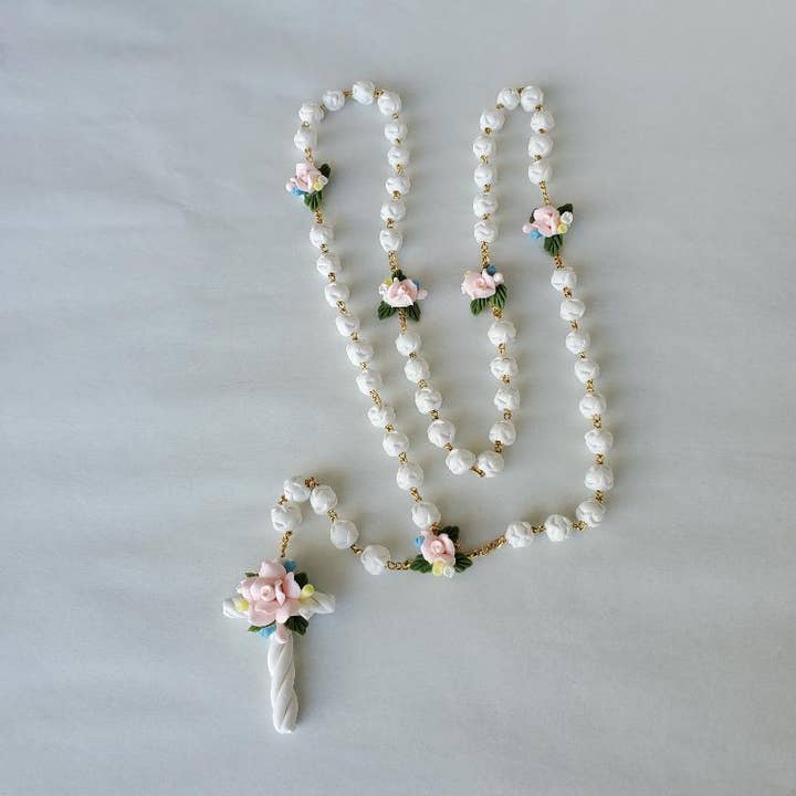 Porcelain Flower Rosary for wholesale by Simply Charming