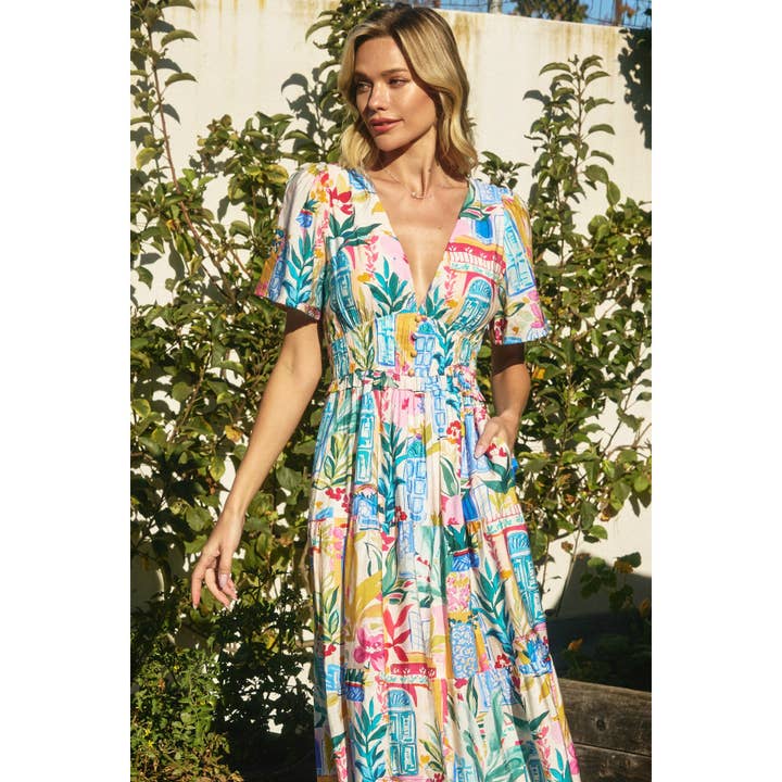 SWEET DREAMS Long Summer Plunging Tiered Maxi Dress for wholesale on Faire