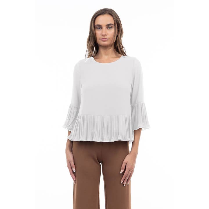 Naked Zebra – Engroshandel Bluse - Dame – Bluse med 3/4 ærmer og plisseringer12