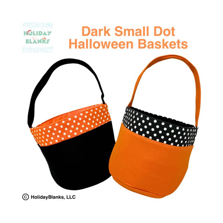 Halloween Dark Small Dot design Basket Embroidery Blanks for wholesale by Holiday Blanks