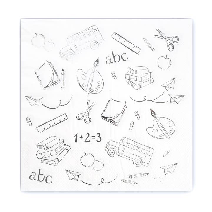 SCH24-LN1- School Days Icon Lunch Napkins for wholesale by Gatherings by Curated Paperie
