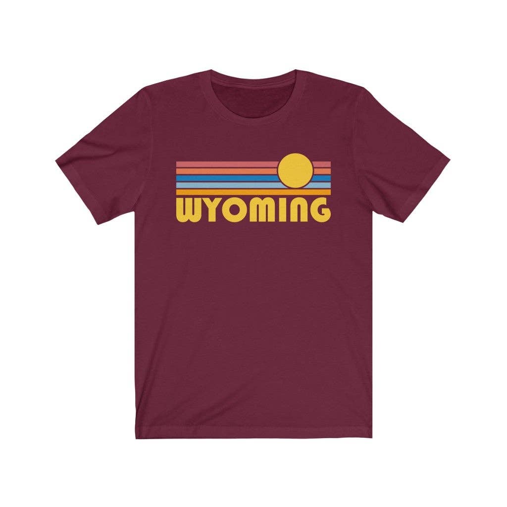 Hey Mountains - Vente T-shirt sérigraphié – unisexe - T-Shirt Wyoming unisexe pour adulte Motif lever de soleil rétro1