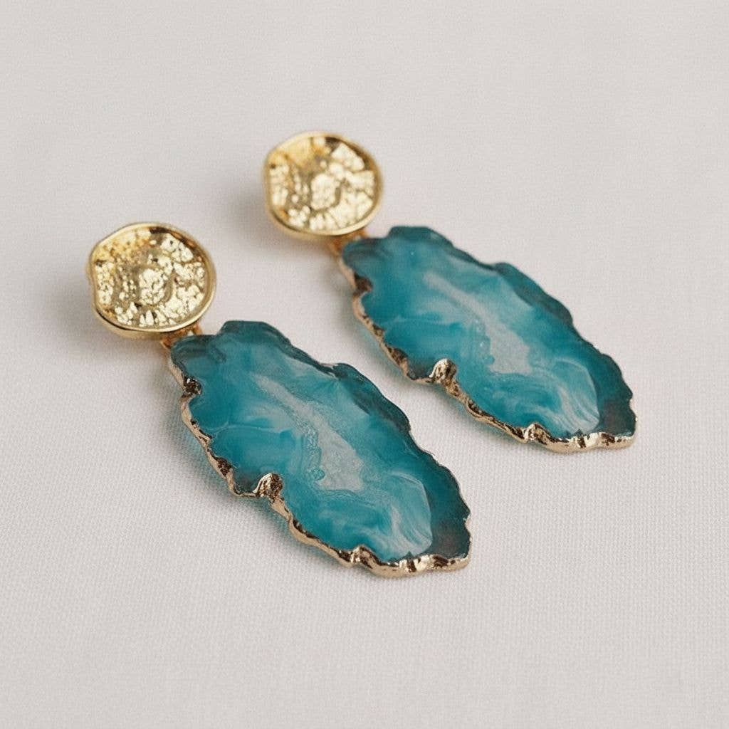 Ellemadera - Vente Boucles d'oreilles pendantes - Boucles d'oreilles pendantes géométriques Blue Lake1