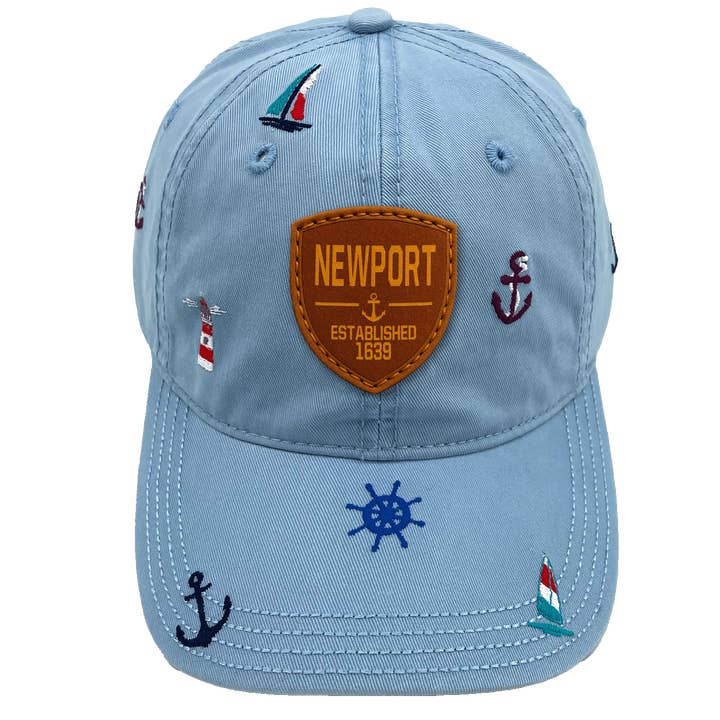 Newport Coastal Embroidered Baseball Cap, Nautical Anchor Sailboat Summer Hat for Ocean Lovers for wholesale by Northern Icons Creations INC
