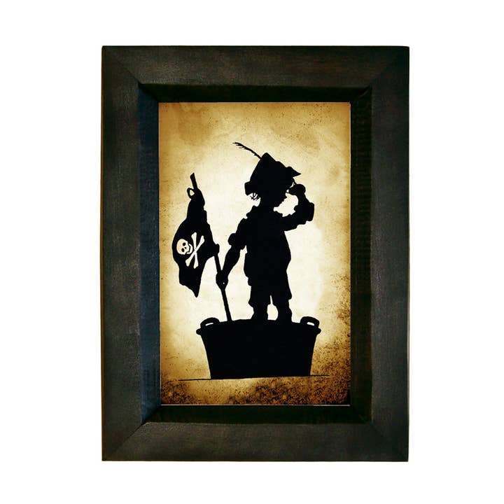 Child-Pirate in Washtub Printed Silhouette, 7-1/2” for wholesale by Madison Bay Co. - Historical Home Decor Reproductions