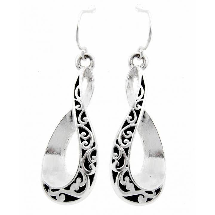 FR2767 Wave Twist Filigree Metal Dangle Earrings for wholesale by 0011 PREMIERE