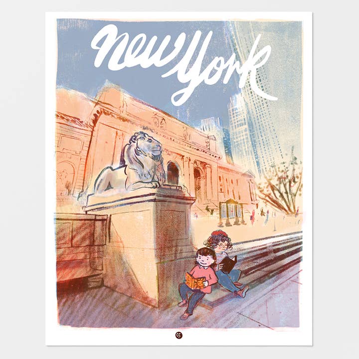 New York Public Library Lions – Kids Reading in Bryant Park for wholesale by The Culture Curious