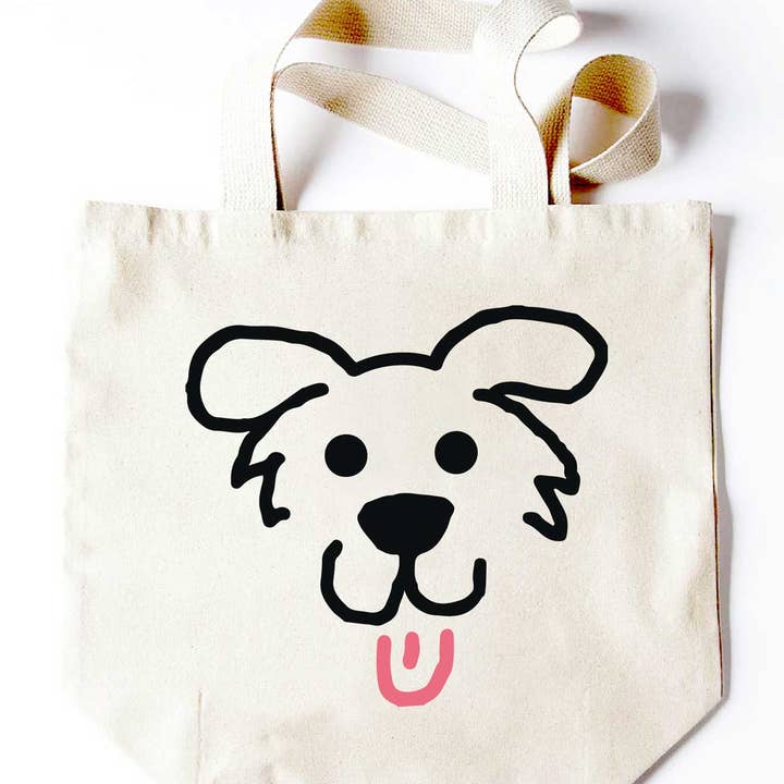 Potluck Press - Wholesale Tote Bag - Unisex - Bold Pup & Tongue Outline Tote0