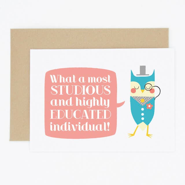 Biglietto di laurea fantasia gufo per la vendita all'ingrosso da parte di Madame Annie et Fils