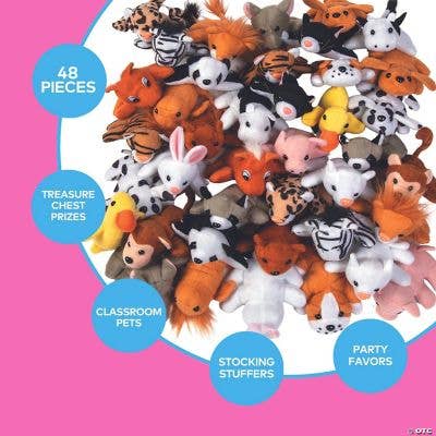 Fun Express - Wholesale Stuffed/Plush Toy - Kids & Baby - MINI PLUSH ANIMAL ASSORTMENT (48PC)1