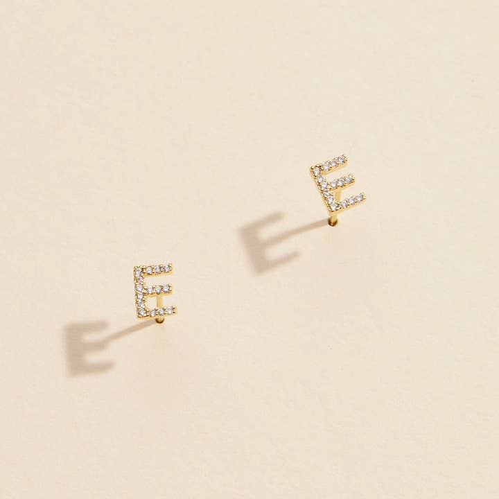 Frem - Wholesale Stud/Post Earrings - Initial Letter Stud Earrings – 12 Pack Bundle in Gold or Silver19