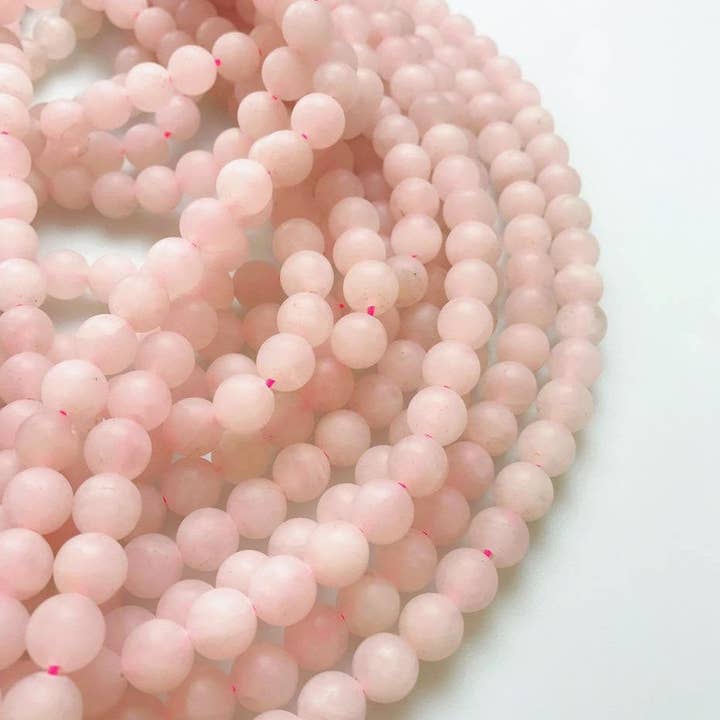 CRCBEADS - Wholesale Beads - 2.0mm Large Hole Rose Quartz Matte Round Beads 6mm 8mm 10mm 15.5" Strand2