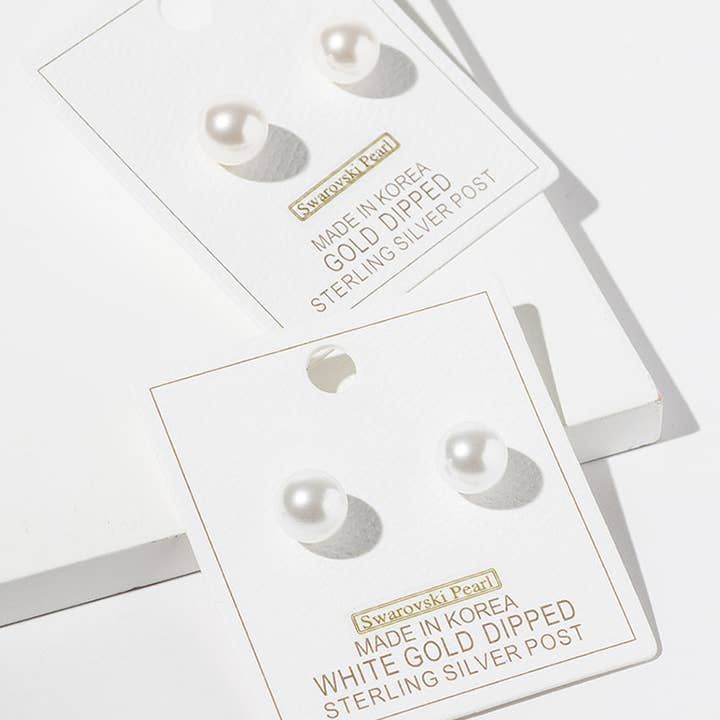 Pendientes de perlas Swarovski bañadas en oro para venta al por mayor de Sensibling Corp.