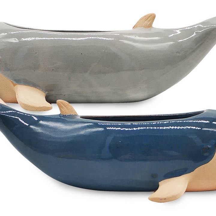 11.5" Whale Planter - Case/9 - Assorted for wholesale by Ceramo Pottery