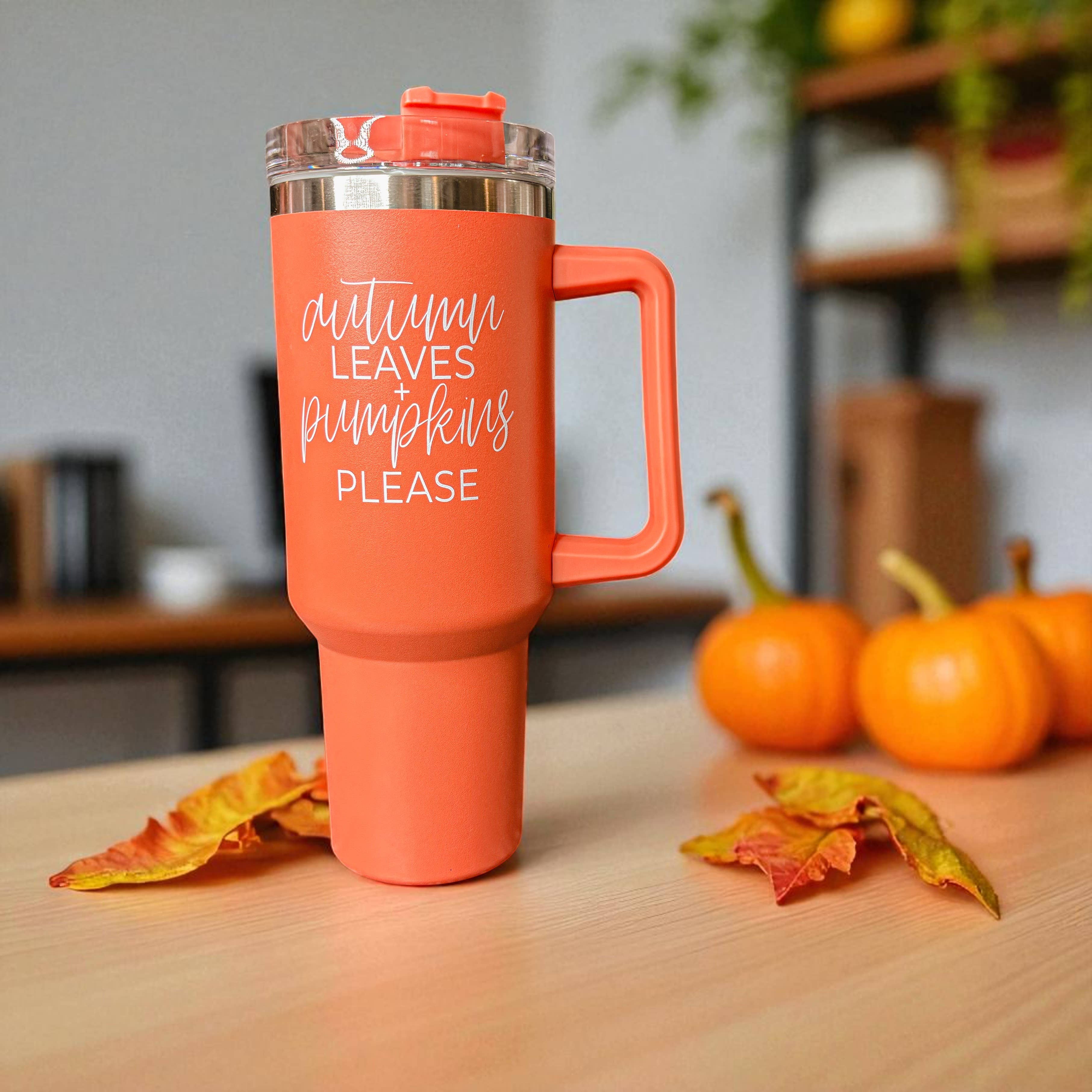 Gia Roma - Wholesale Insulated Mug/Tumbler - Fall 40oz Tumblers with Lid & Straw, Autumn Drinkware Mugs50