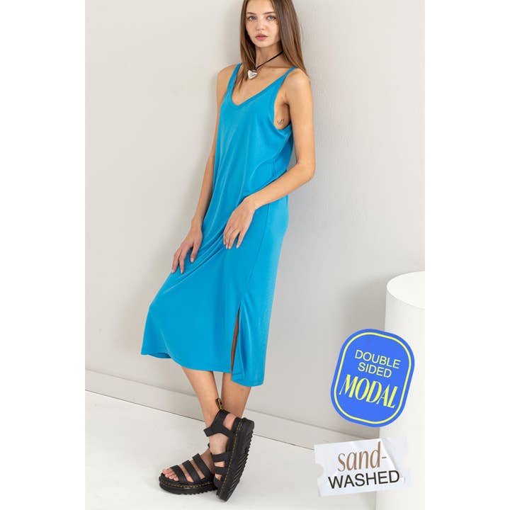 HYFVE - Wholesale Dress - Women's - DZ24C269-Soft V-Neck Midi Dress