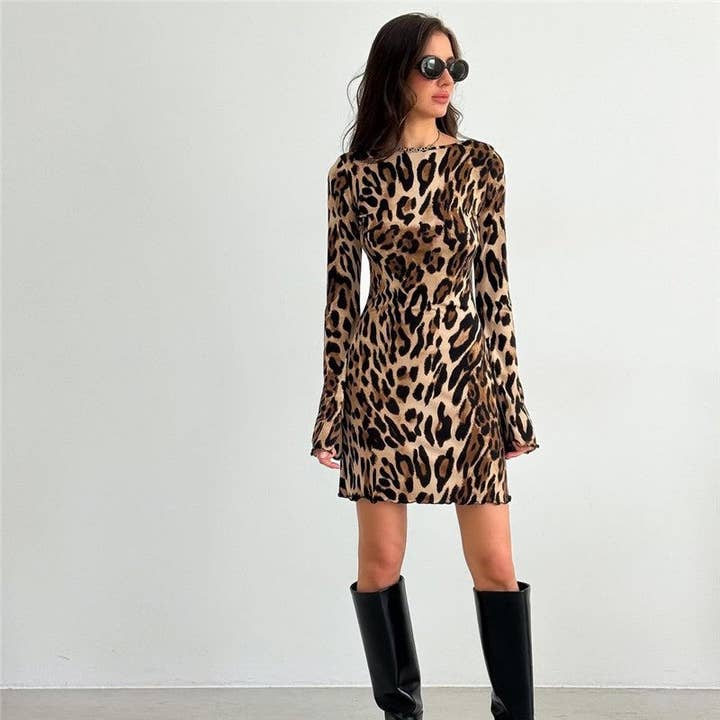 Strappy Back Leopard Print Mini Dress for wholesale on Faire
