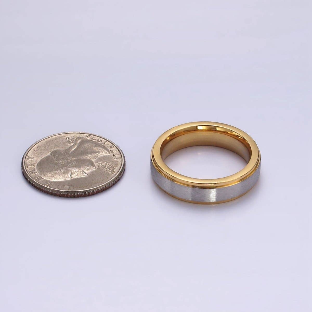 Aim Eternal - Wholesale Band/Stacked Ring - Stainless Steel Silver Band Gold Minimalist Mixed Metal Ring | O1201 - O12033