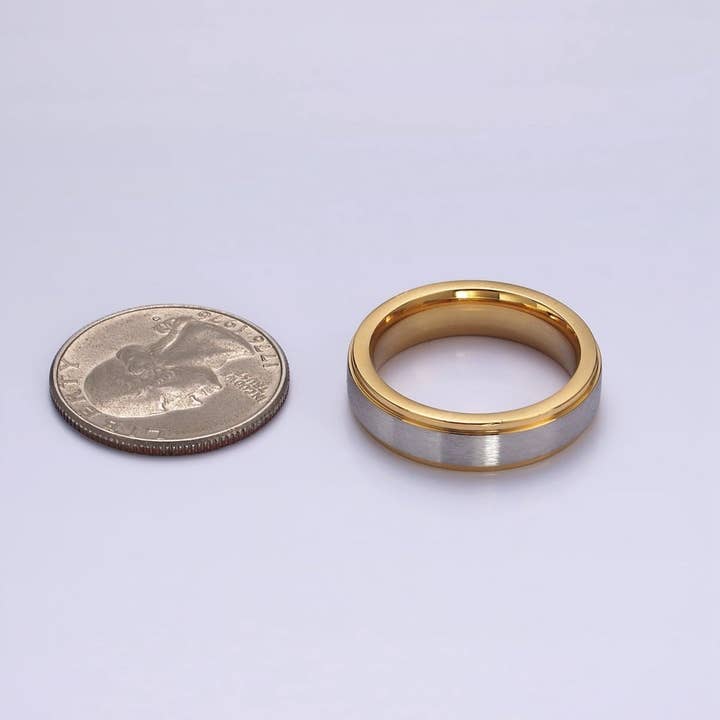 Aim Eternal - Wholesale Band/Stacked Ring - Stainless Steel Silver Band Gold Minimalist Mixed Metal Ring | O1201 - O12033