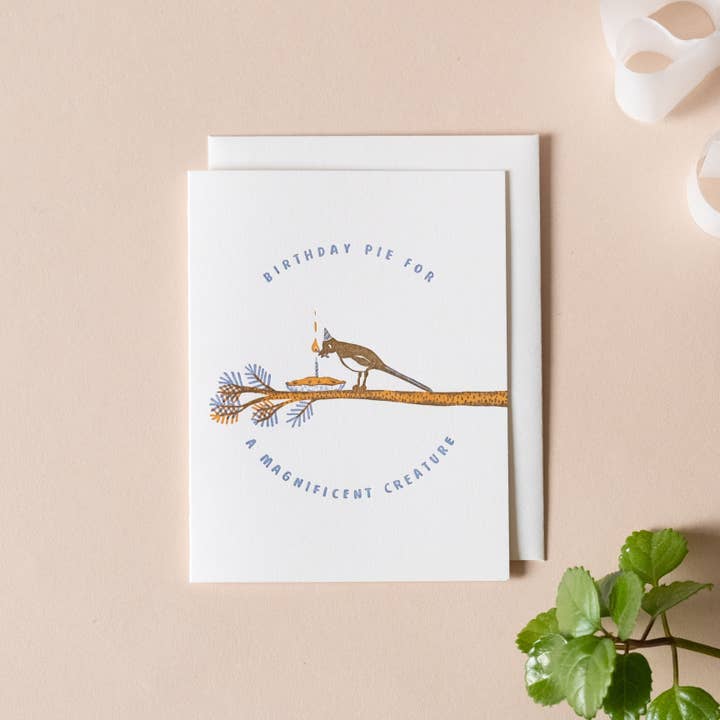 Homework Letterpress Studio - Wholesale Birthday Card - Birthday Magpie | BIrd Pie | Letterpress Card2