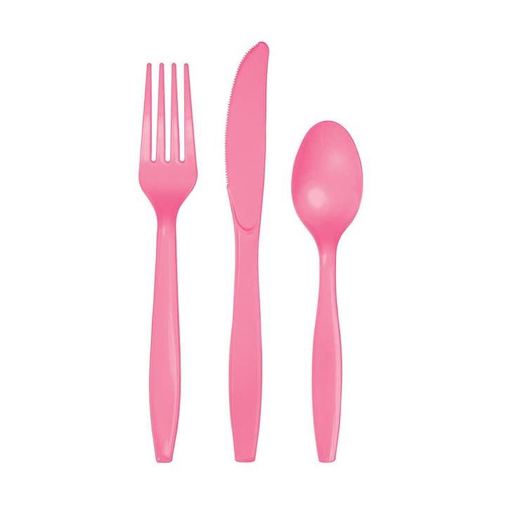 KT Supply - Wholesale Disposable Spoon - Candy Pink Plastic Cutlery Assortment, Case of 2160
