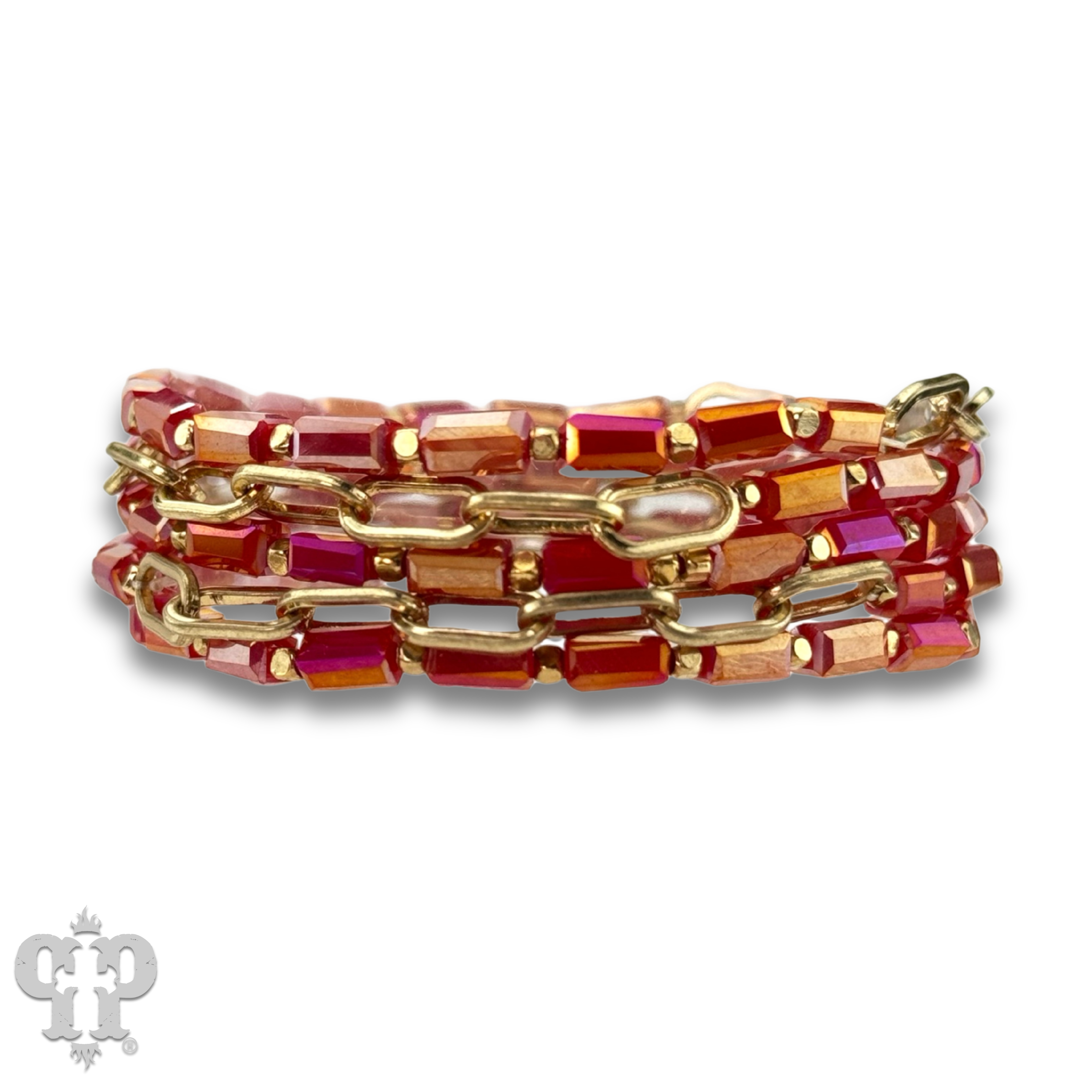 Red bead and gold chain bracelet set, last call for wholesale on Faire3