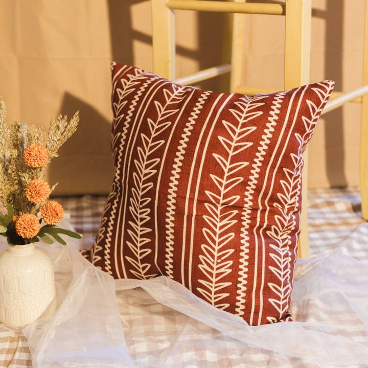 Funda de cojín de lino puro - Rojo ladrillo para venta al por mayor de Banyan & Birch | Artisanal Home Linens