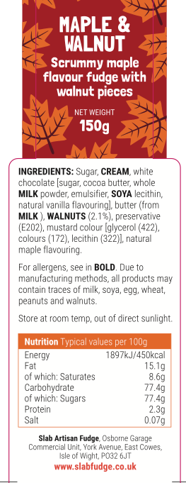 Slab Artisan Fudge – wholesale Fudge – Maple & Walnut Fudge Slab3