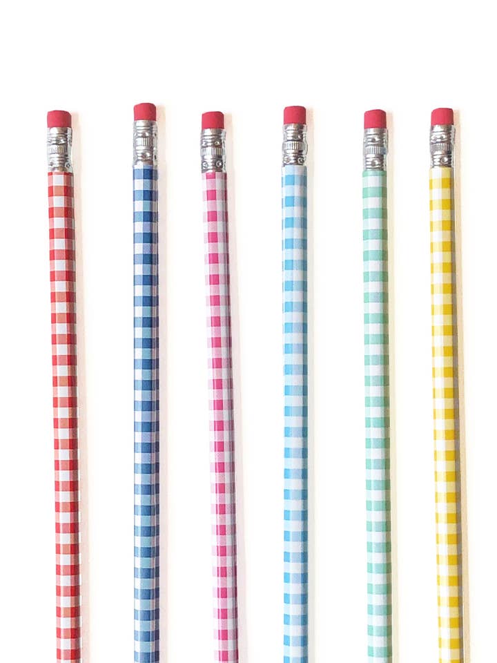 Set mit 6 Buntstiften mit Gingham-Muster — klassisches Briefpapier für den Großhandel von Artistry Cards
