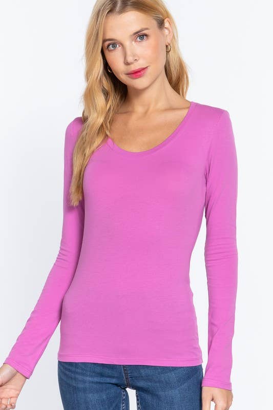 Active Basic | Active USA - Wholesale Knit Top - Women's - Long Sleeve Scoop Neck Top45