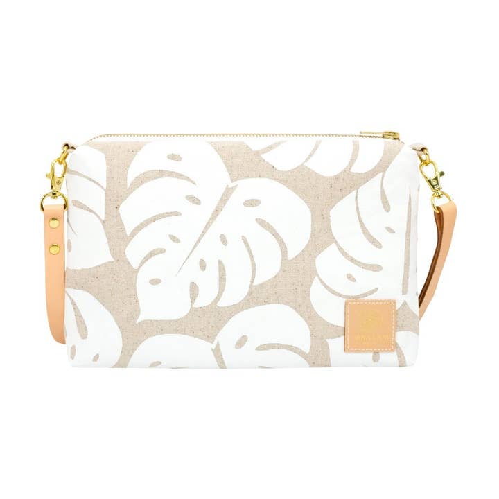 Slim Zipper Cross Body • Monstera Shadow • White Collection for wholesale by Jana Lam