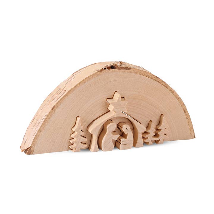 Thankgoods crèche de Noël en rondin avec différentes largeurs de motifs. pour la vente par Thankgoods GmbH