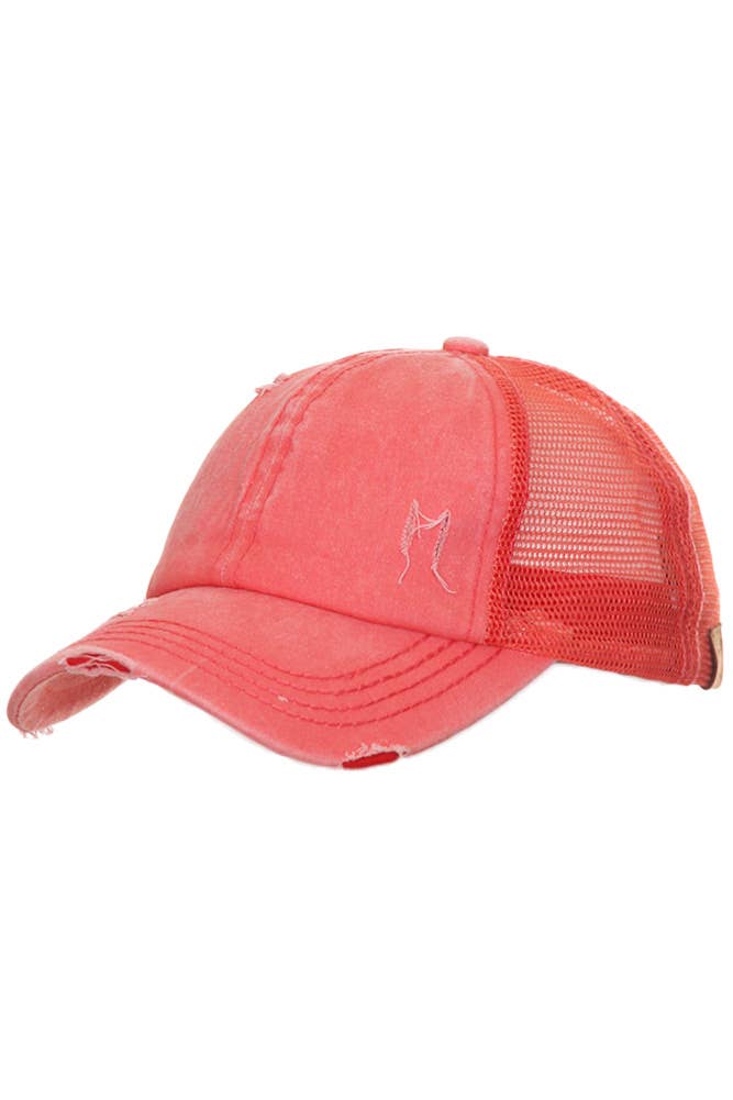 Hana - Wholesale Ponytail Cap - Women's - CC Distressed Ponytail Messy Bun Cap3